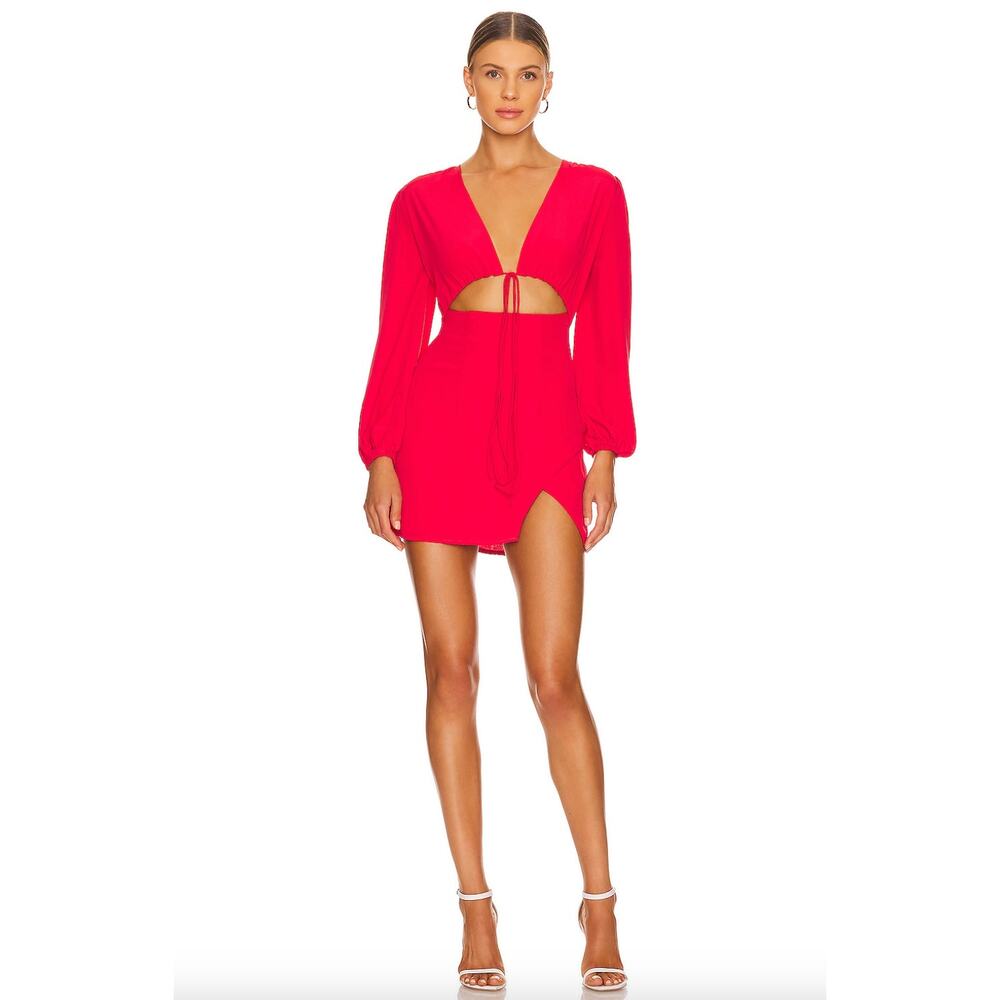 Superdown Red Cutout Long Sleeve Mini Dress | Night Out Party Dress | XS